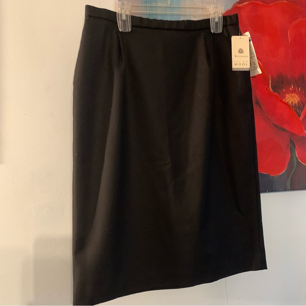 New Vtg PENDLETON Skirt Women 12 Black Career Front Kick Pleat Vintage USA 32